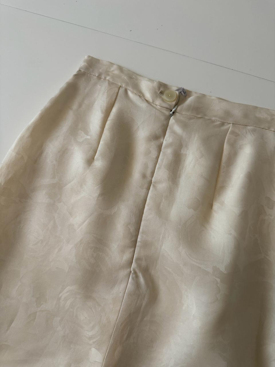Falda beige de tafeta, Talla S, Mujer