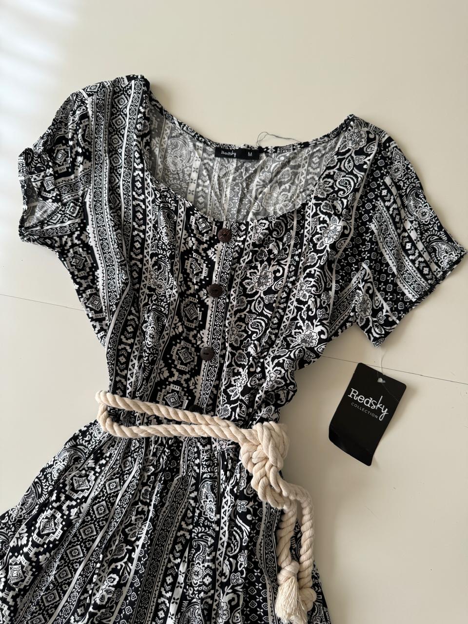 Vestido camisero estampado, Talla M, Mujer