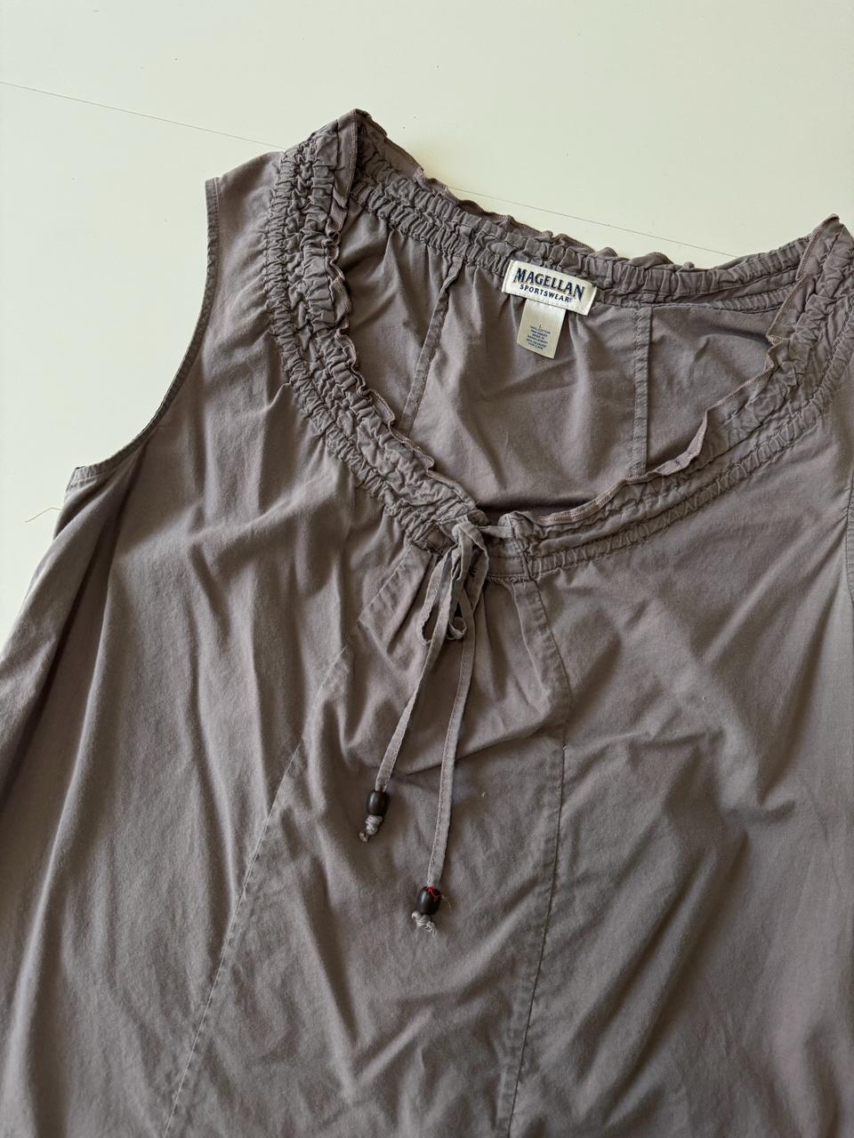 Blusa sin mangas cafe, Talla L, Mujer