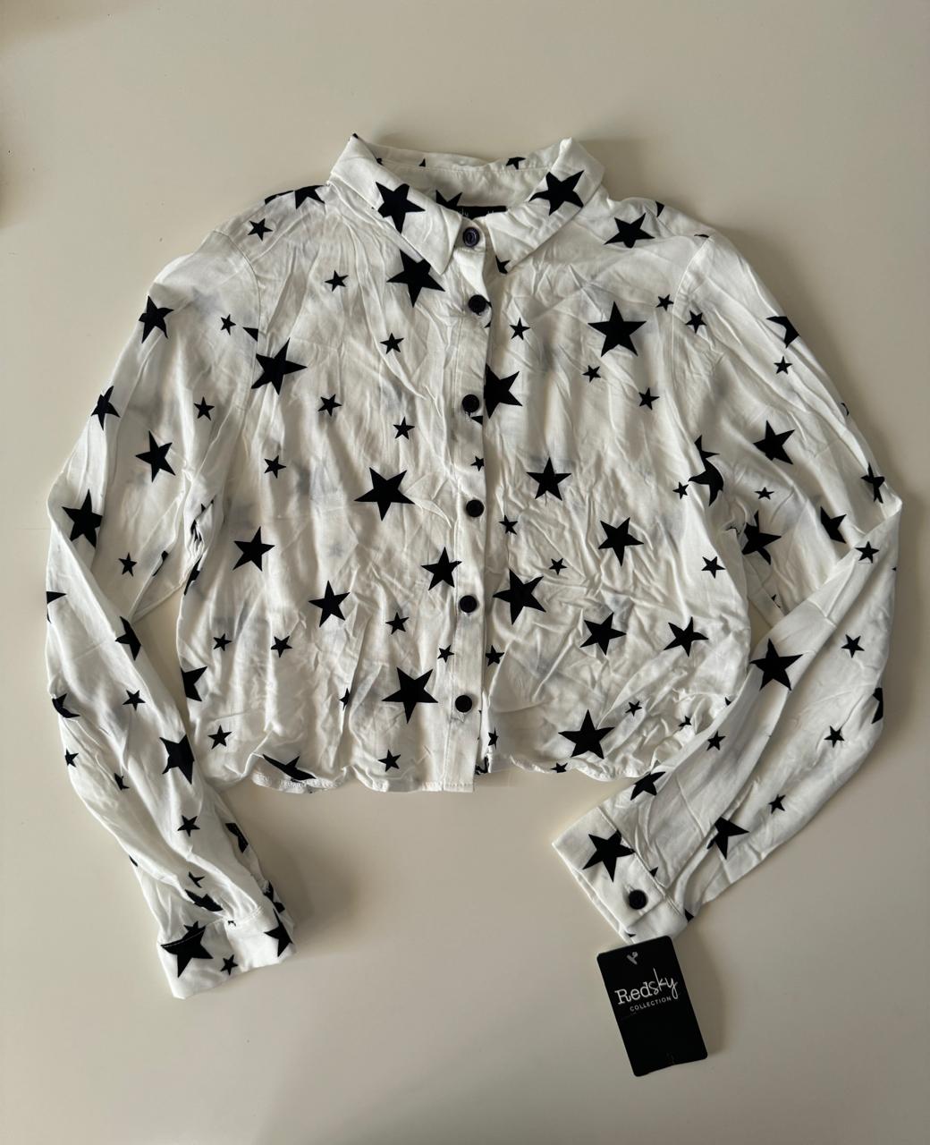 Camisa corta estampada, Talla M, Mujer