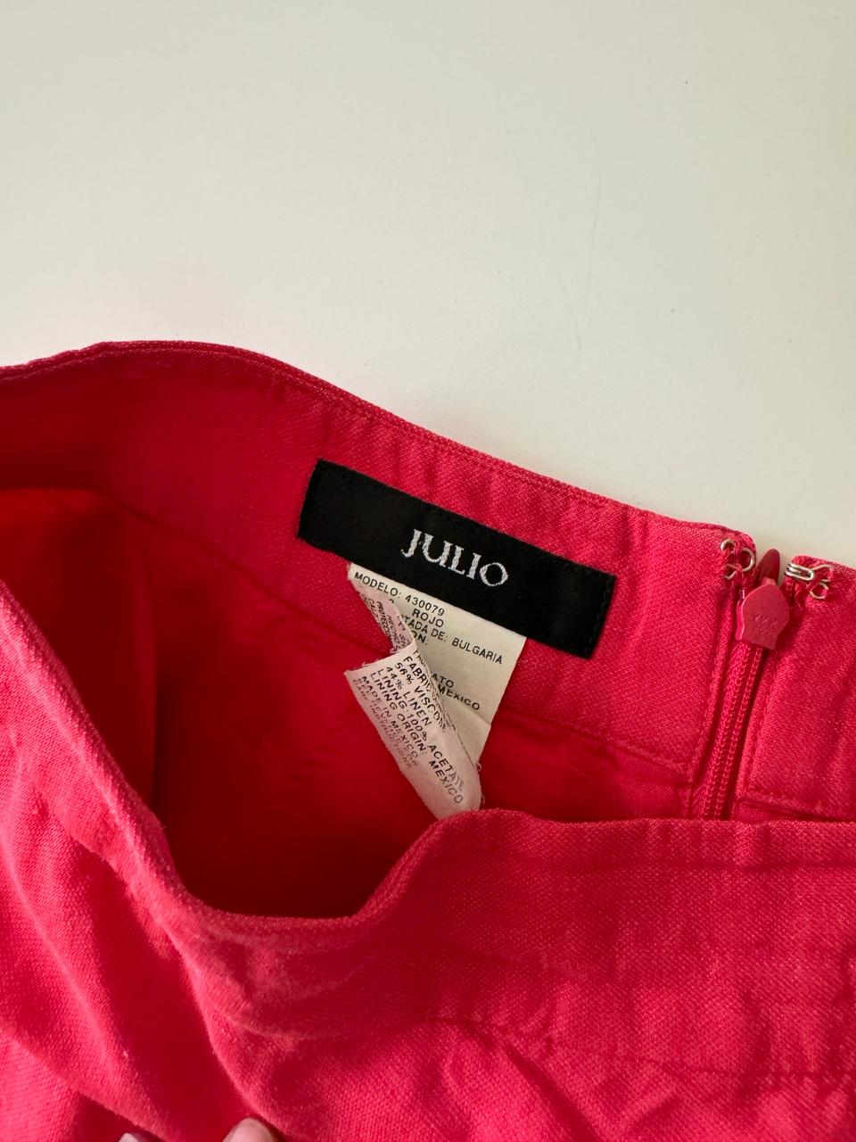 Falda de lino salmon, Talla 2, Mujer