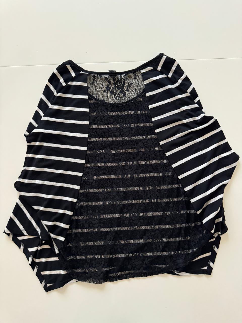 Playera de rayas negra, Talla M, Mujer