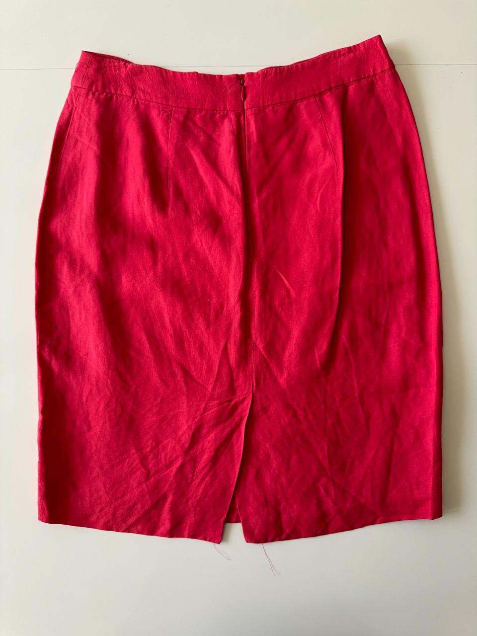 Falda de lino salmon, Talla 2, Mujer