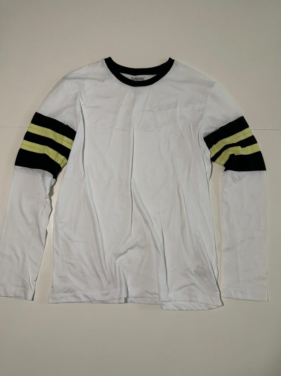 Playera manga larga, rayas en brazos, Talla L, Hombre