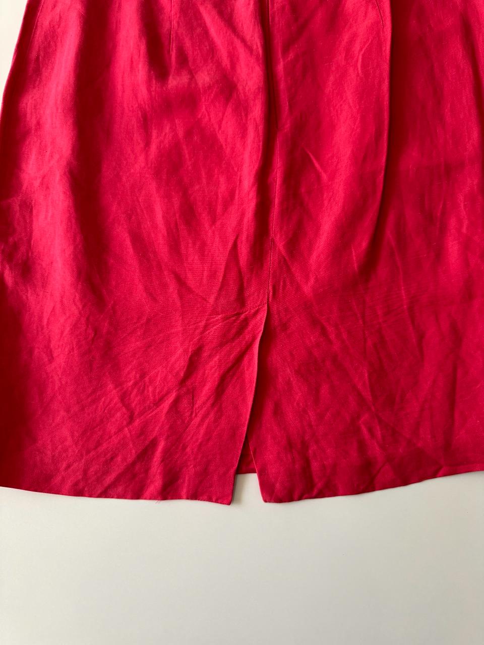 Falda de lino salmon, Talla 2, Mujer