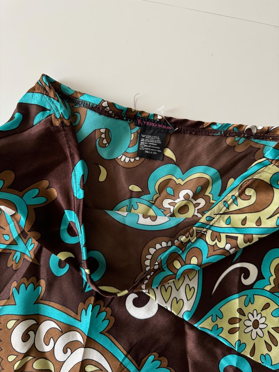 Falda de saten estampado, Talla S, Mujer
