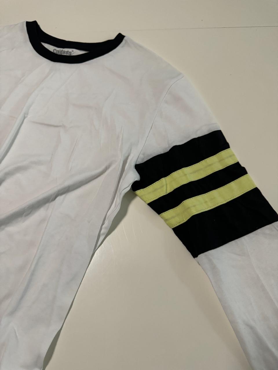 Playera manga larga, rayas en brazos, Talla L, Hombre
