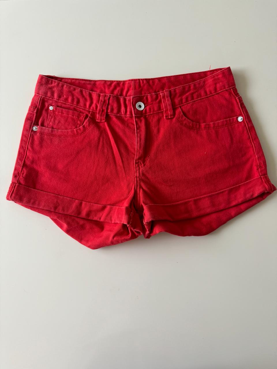 Shorts de mezclilla rojos, Talla 6, M, Mujer