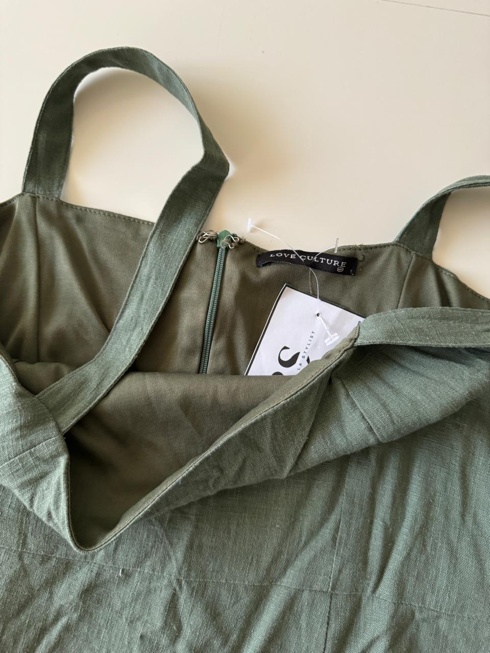 Vestido verde de verano, Talla S, Mujer