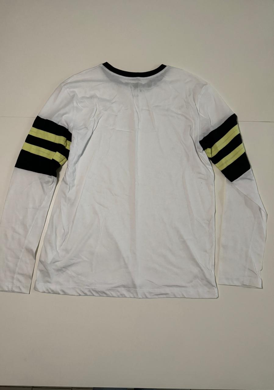 Playera manga larga, rayas en brazos, Talla L, Hombre