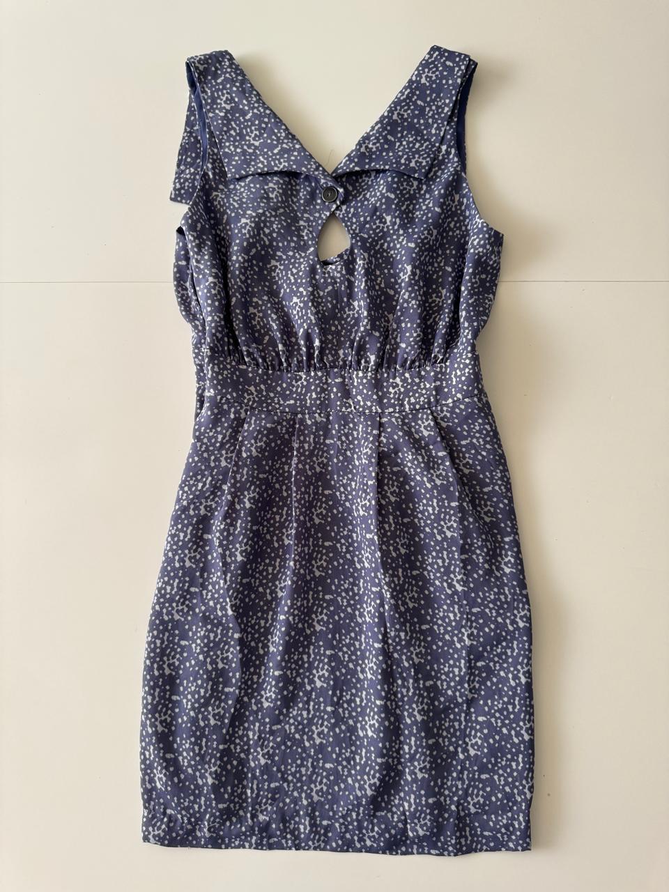 Vestido estampado celeste, Talla 0, XS, Mujer