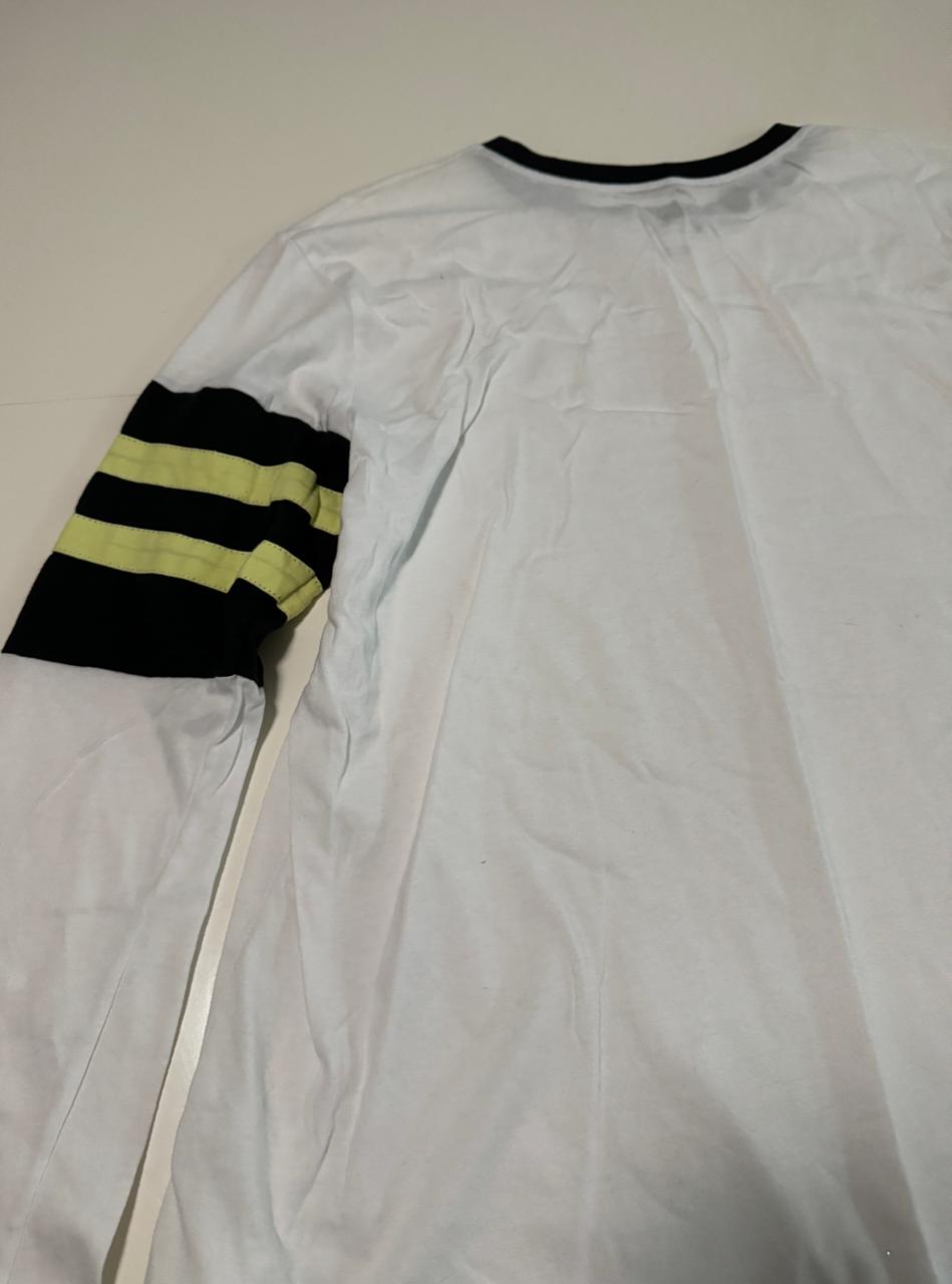 Playera manga larga, rayas en brazos, Talla L, Hombre