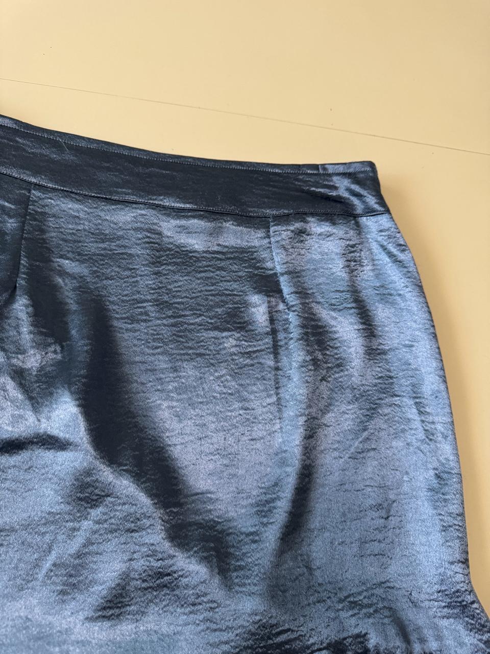 Falda metalica celeste, Talla M, Mujer