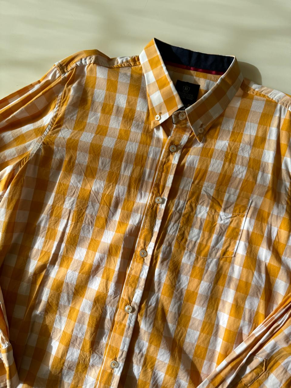 Camisa de cuadros amarilla, Talla XXL, Hombre