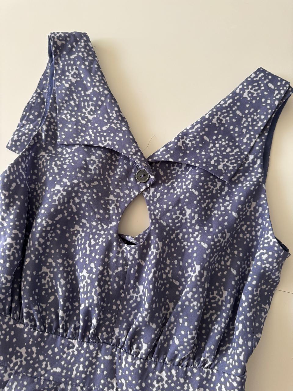Vestido estampado celeste, Talla 0, XS, Mujer