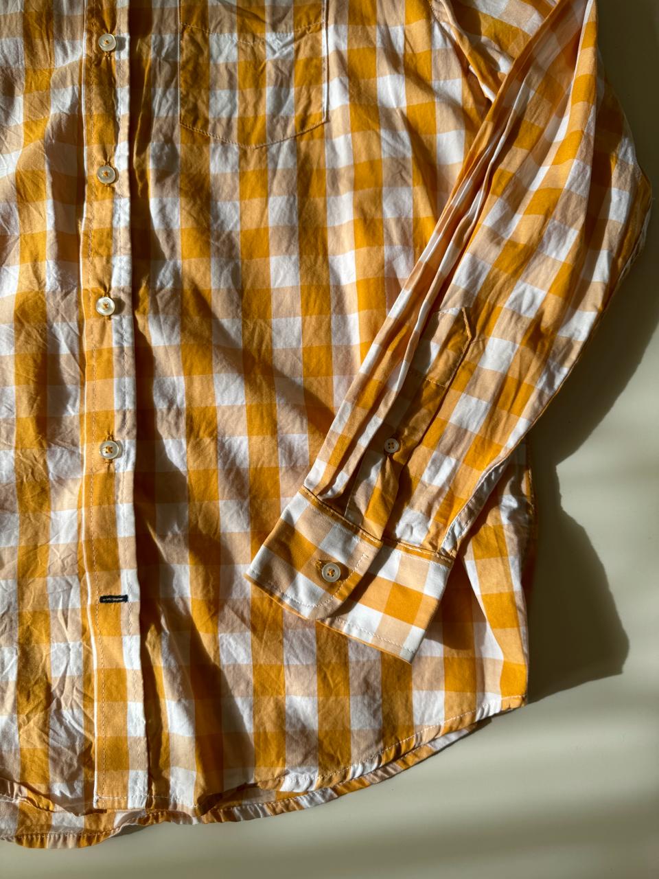Camisa de cuadros amarilla, Talla XXL, Hombre