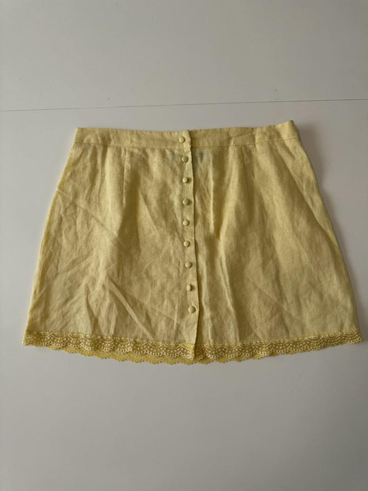 Falda de lino amarilla, Talla M, Mujer