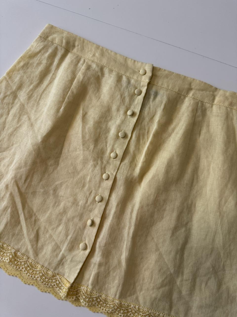 Falda de lino amarilla, Talla M, Mujer