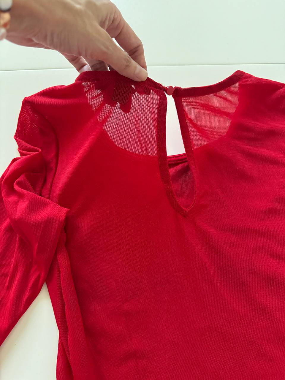 Body de mesh rojo, Talla S, Mujer