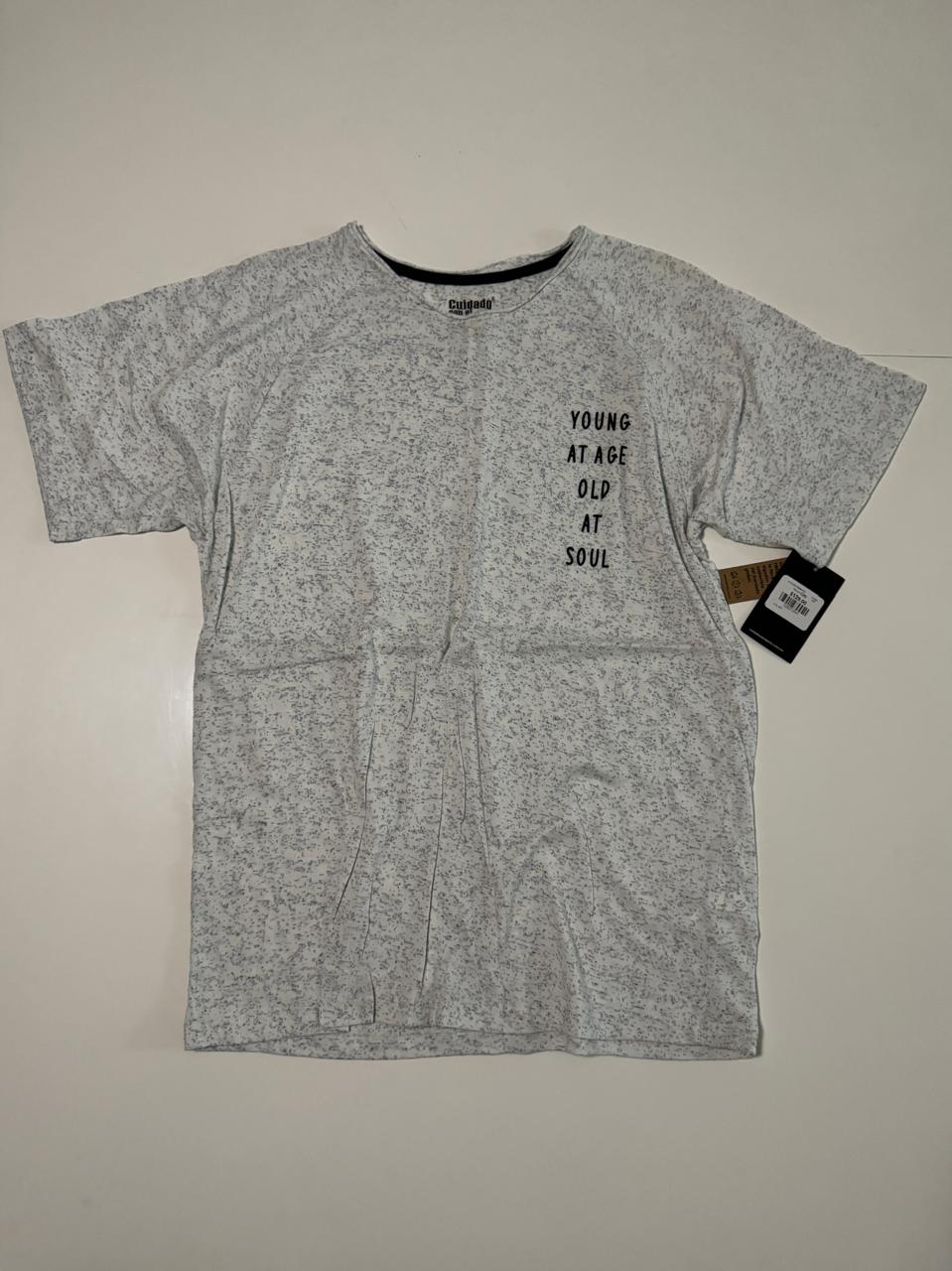 Playera estampada beige, Talla S, Hombre