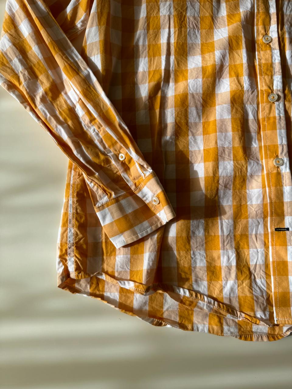 Camisa de cuadros amarilla, Talla XXL, Hombre