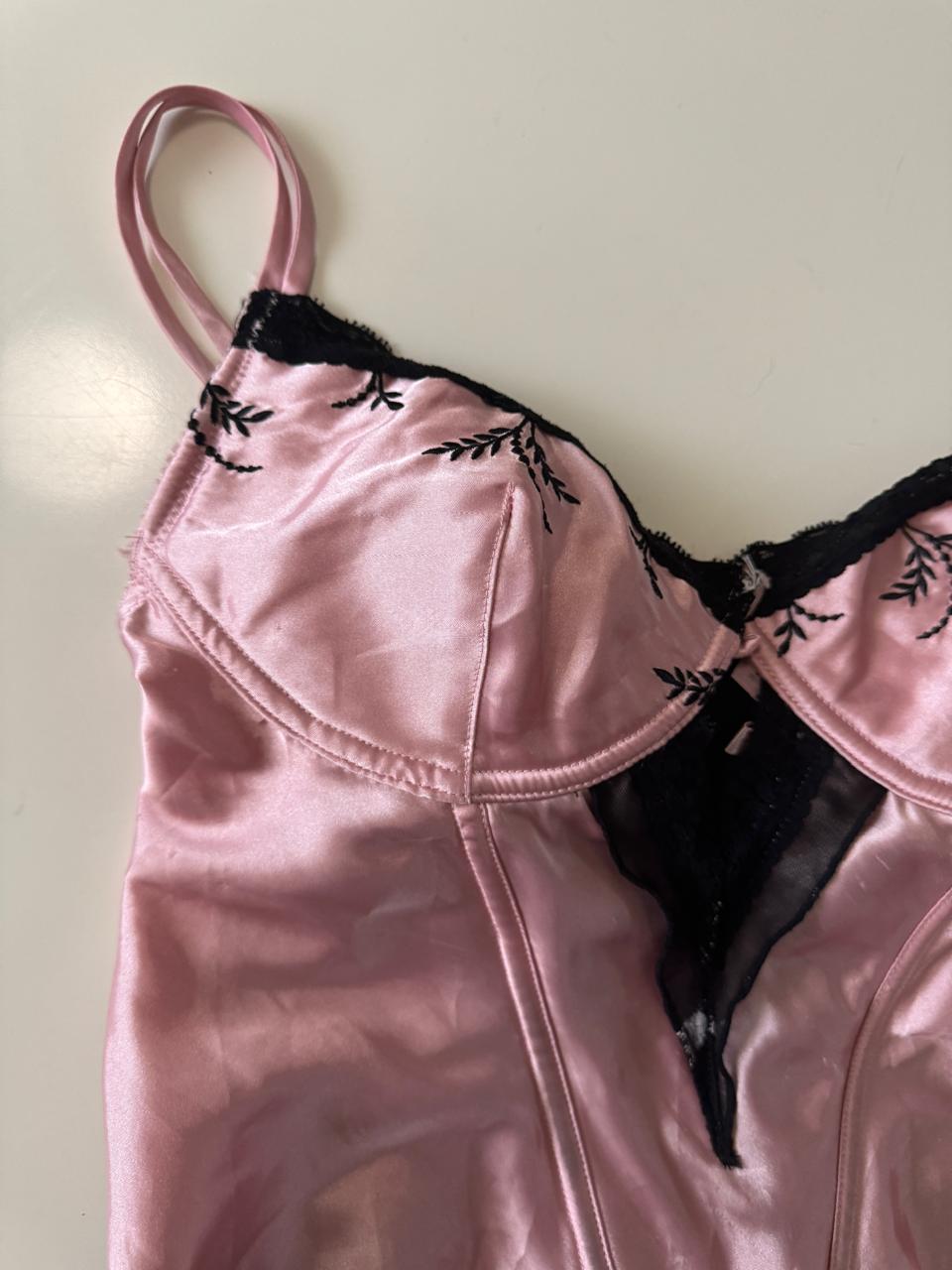 Bustier rosa con negro, Talla M, Mujer