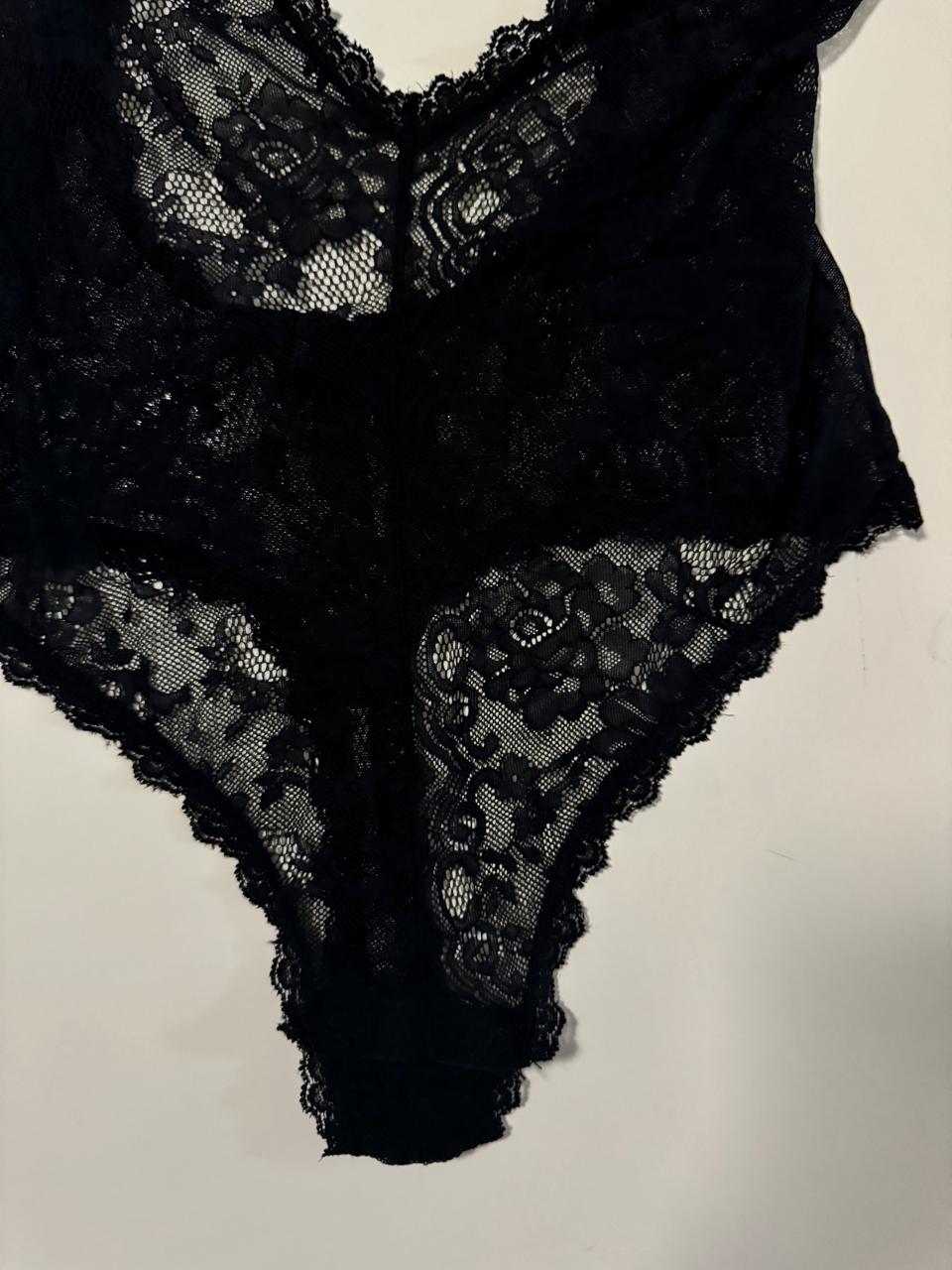 Body de encaje negro, Talla M, Mujer
