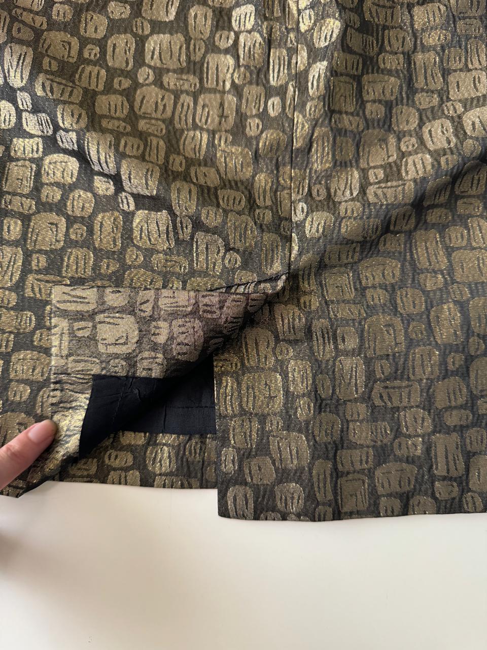 Falda metalica con print dorado, Talla 0Petite, Mujer