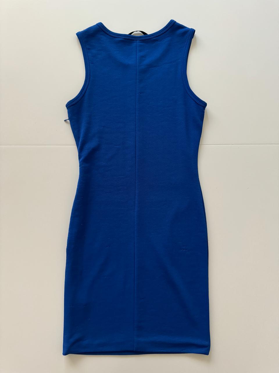 Vestido azul con aplicaciones metalicas, Talla XS, Mujer