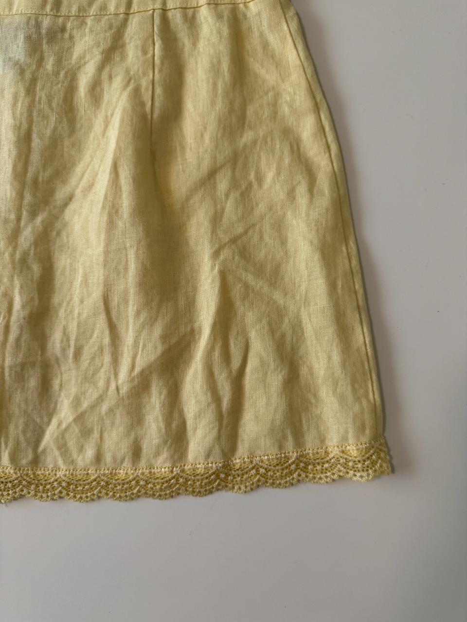 Falda de lino amarilla, Talla M, Mujer
