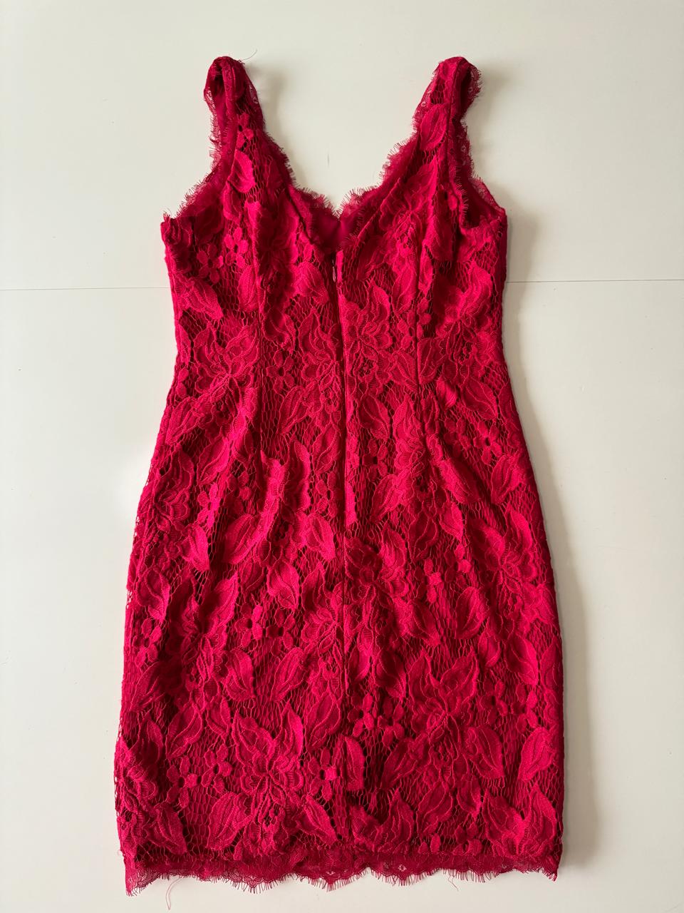 Vestido de encaje rojo, Talla 4, M, Mujer