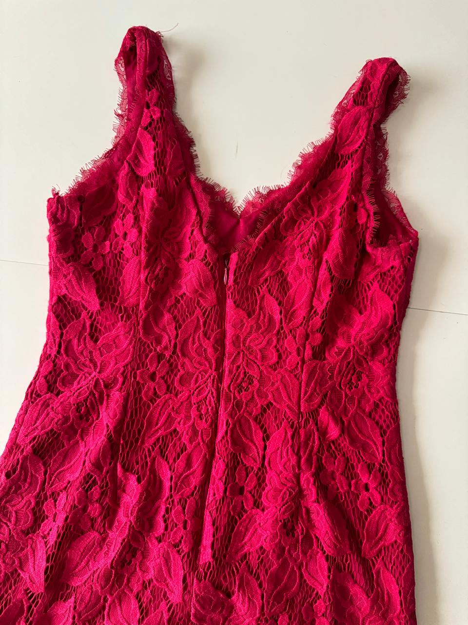 Vestido de encaje rojo, Talla 4, M, Mujer