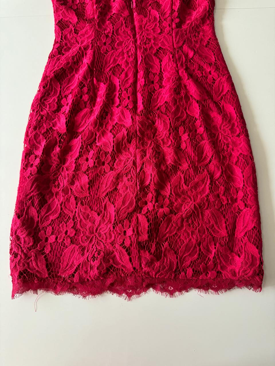 Vestido de encaje rojo, Talla 4, M, Mujer