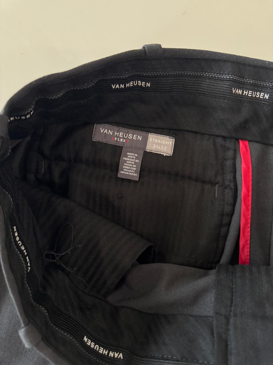 Pantalones de vestir gris oscuro, Talla 34x32, Hombre, Van Heusen
