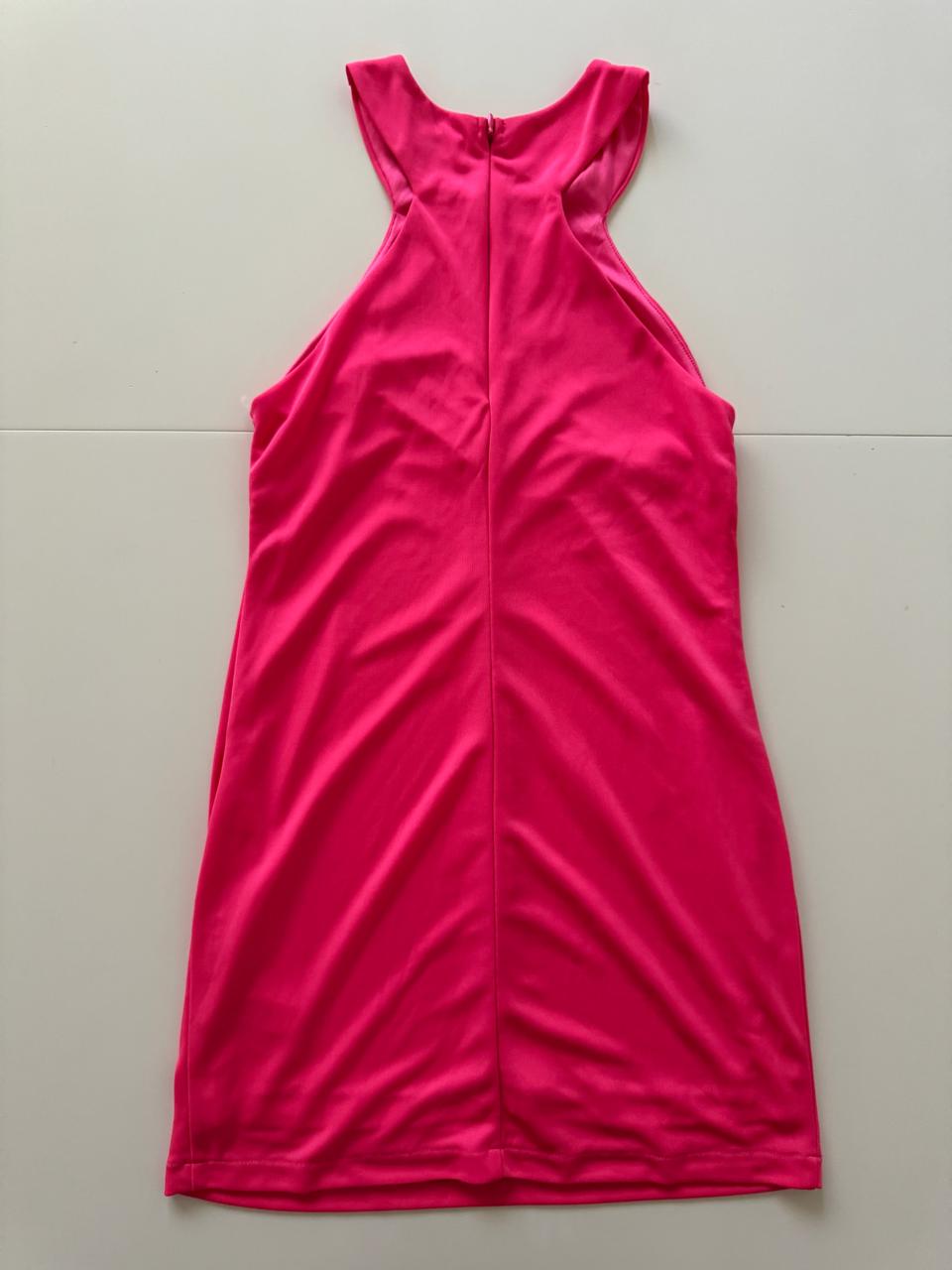 Vestido halter, rosa fosfo, Talla S, Mujer