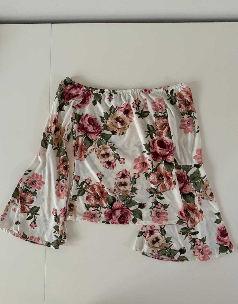 Blusa estampada mangas acampanadas, Talla S, Mujer