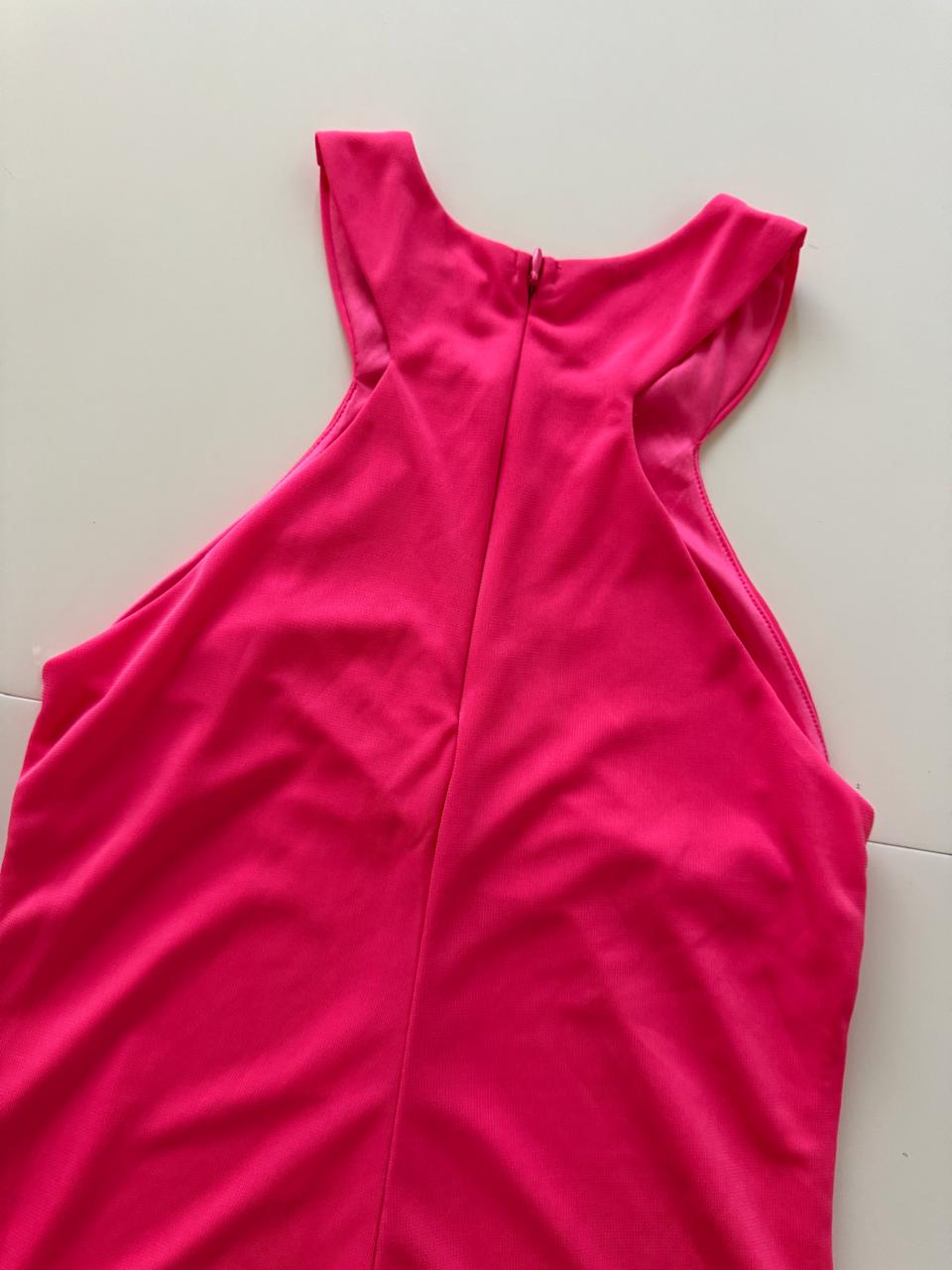 Vestido halter, rosa fosfo, Talla S, Mujer