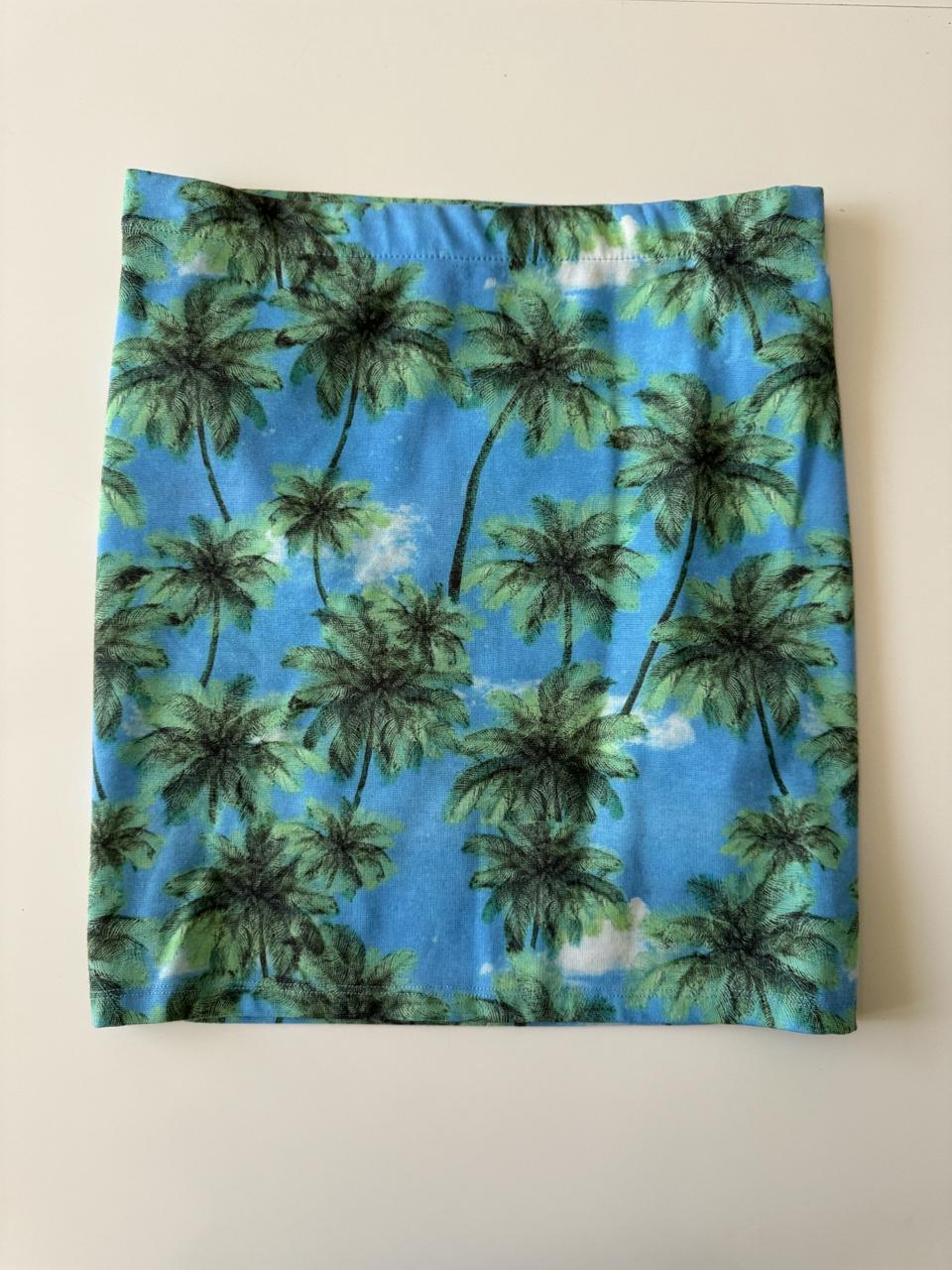 Falda estampada palmeras, Talla M, 28Mx, Mujer