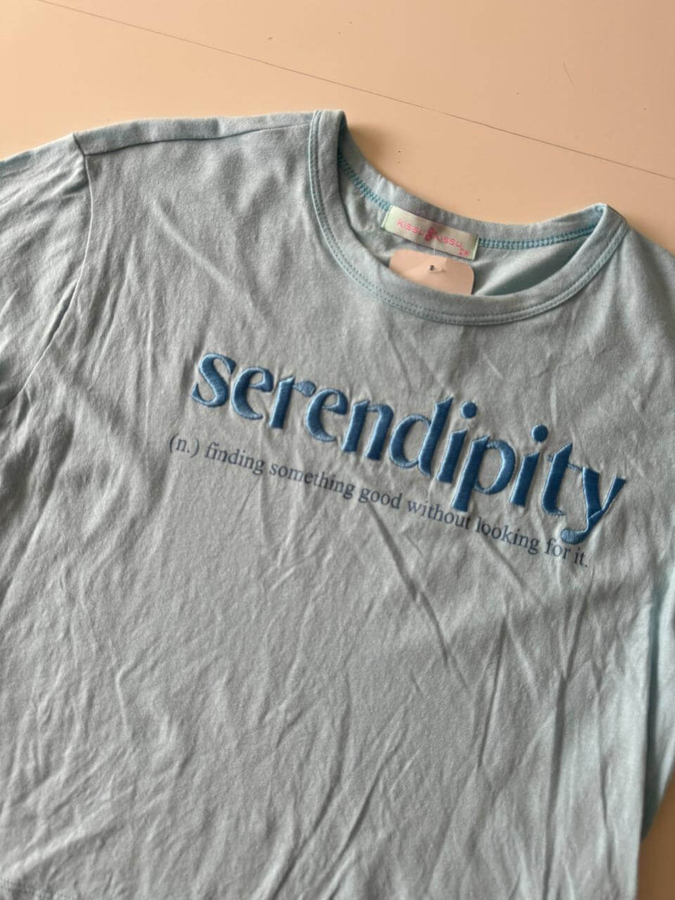 Playera celeste serendipy, Talla S, Mujer