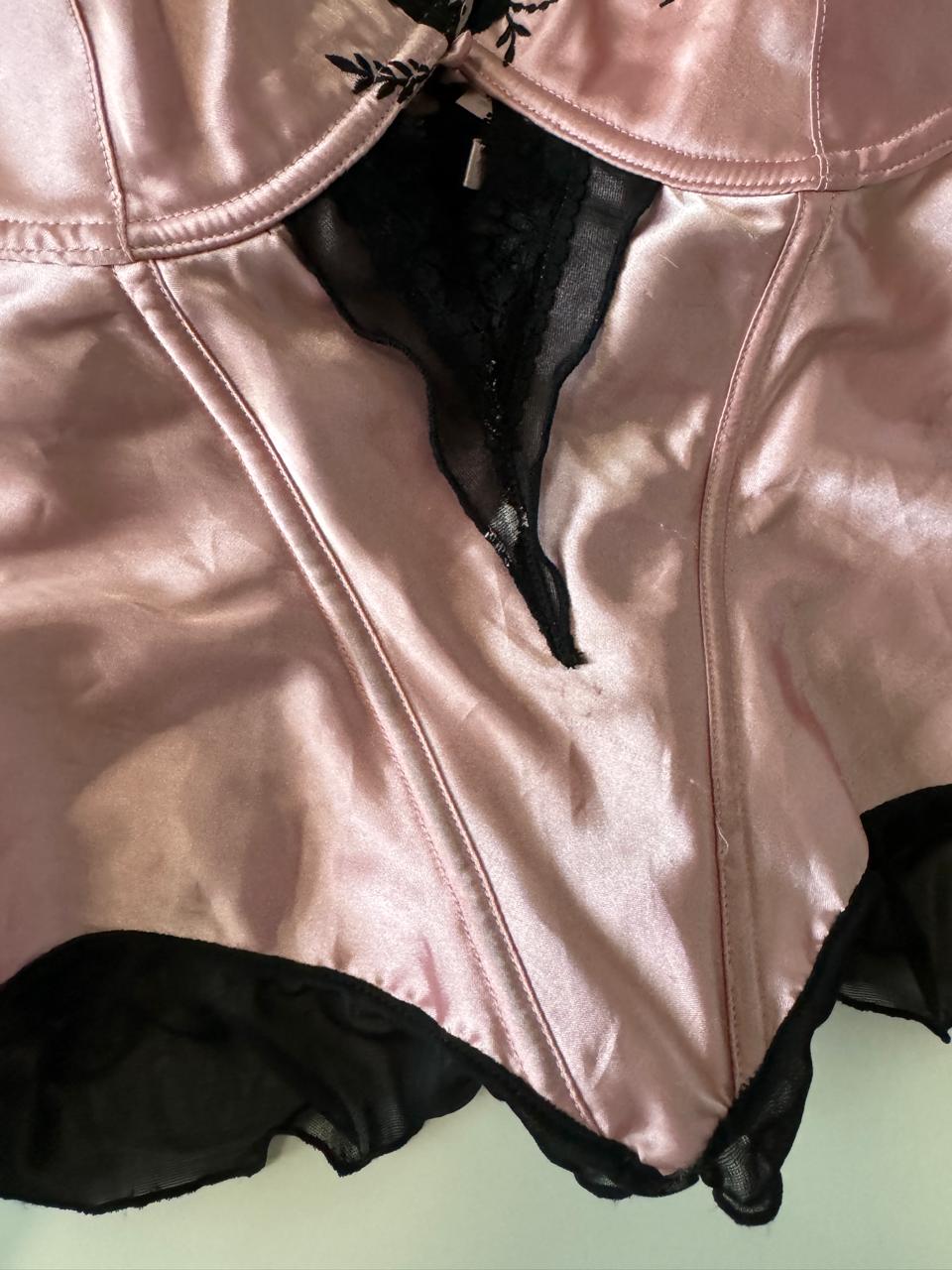 Bustier rosa con negro, Talla M, Mujer