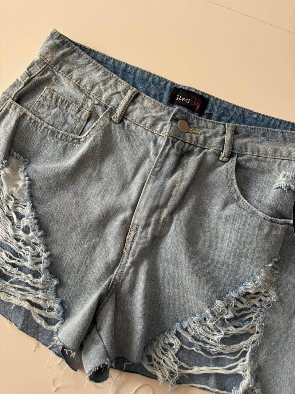 Shorts cortos distress, Talla 7, M, Mujer