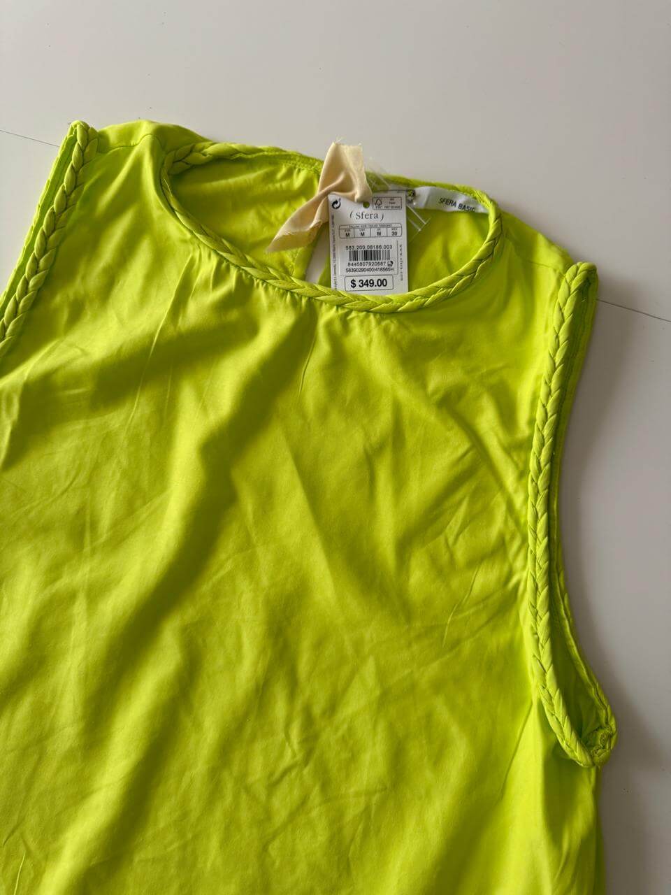 Blusa sin mangas verde limon, Talla M, 30, Mujer