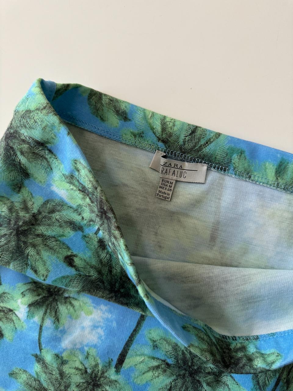 Falda estampada palmeras, Talla M, 28Mx, Mujer