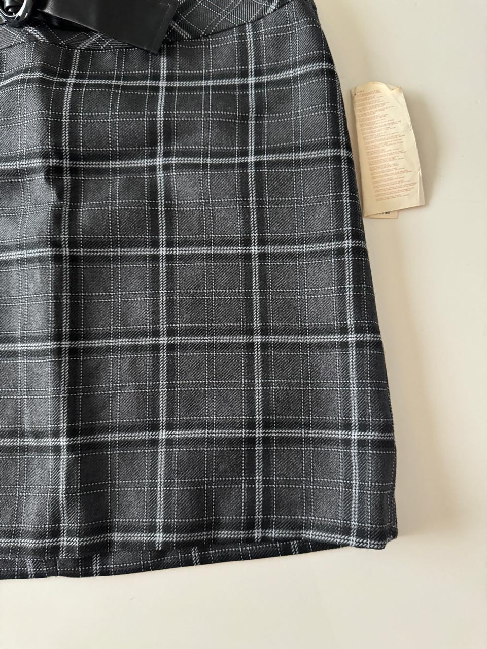 Falda ejecutiva de cuadros, Talla 24, 34, S, Mujer