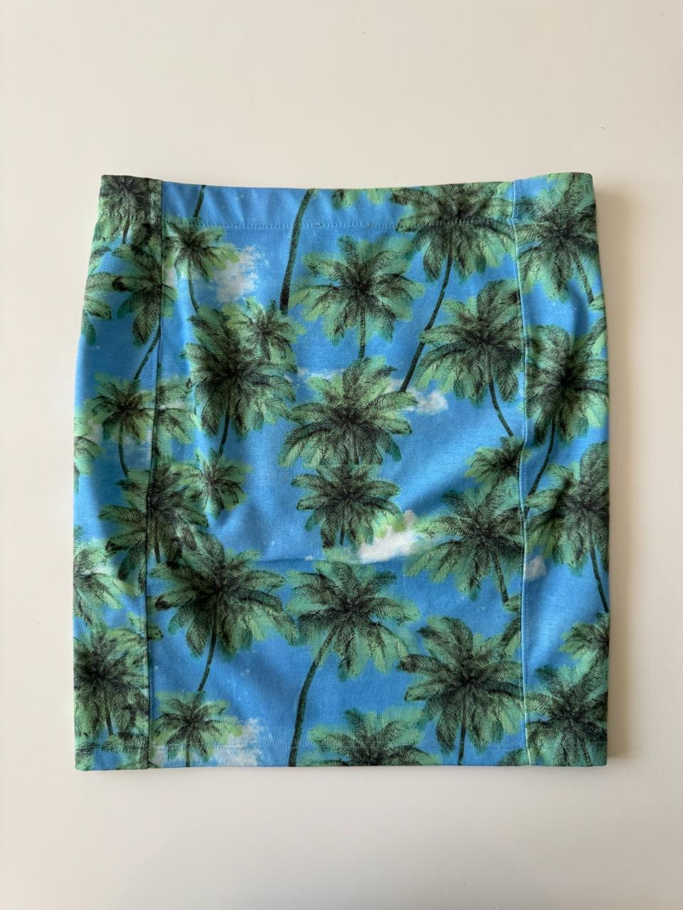 Falda estampada palmeras, Talla M, 28Mx, Mujer