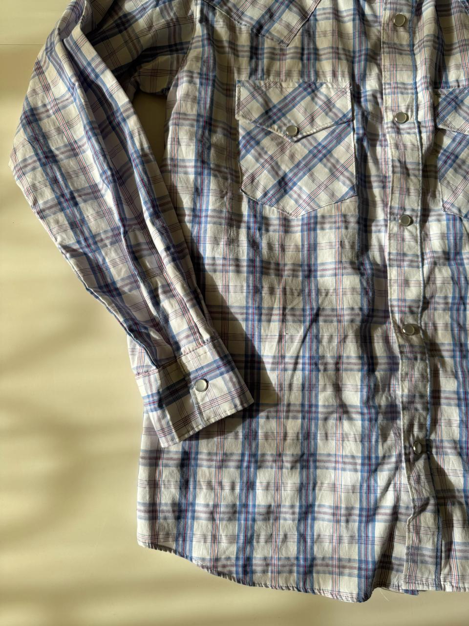 Camisa vaquera de cuadros, Talla 34, M, Hombre