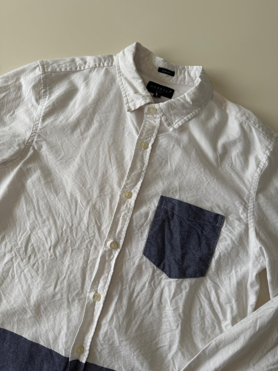 Camisa bicolor, manga larga, Talla M, Slim Fit, Hombre