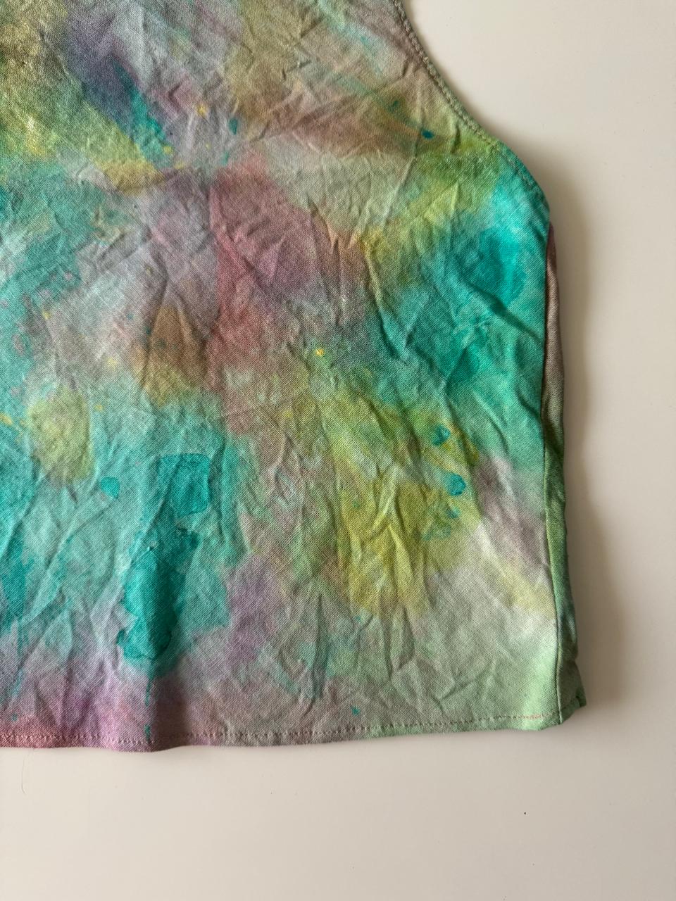 Halter estampado a mano, Talla XS, Mujer