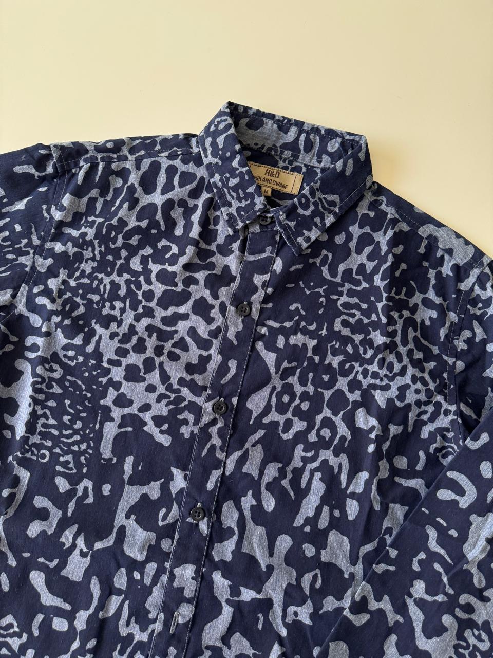 Camisa estampada azul, Talla M, Hombre