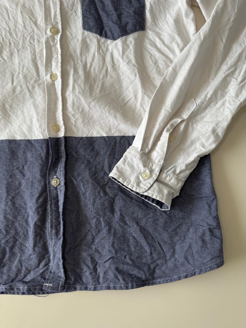 Camisa bicolor, manga larga, Talla M, Slim Fit, Hombre
